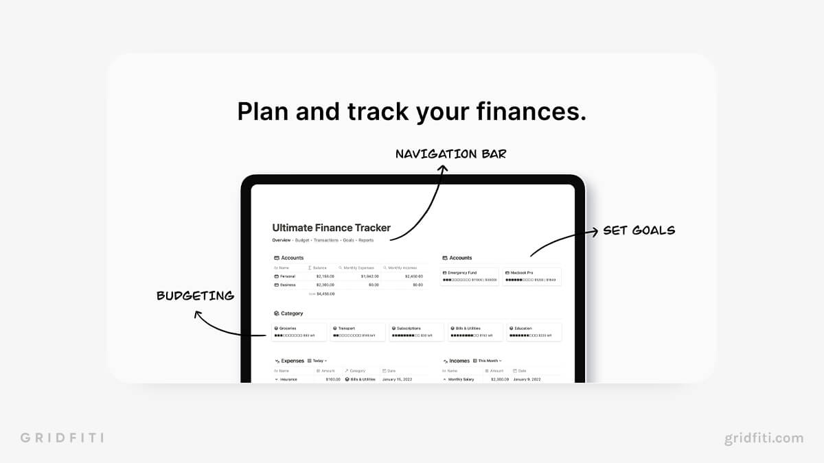 Minimal Notion Finance Tracker