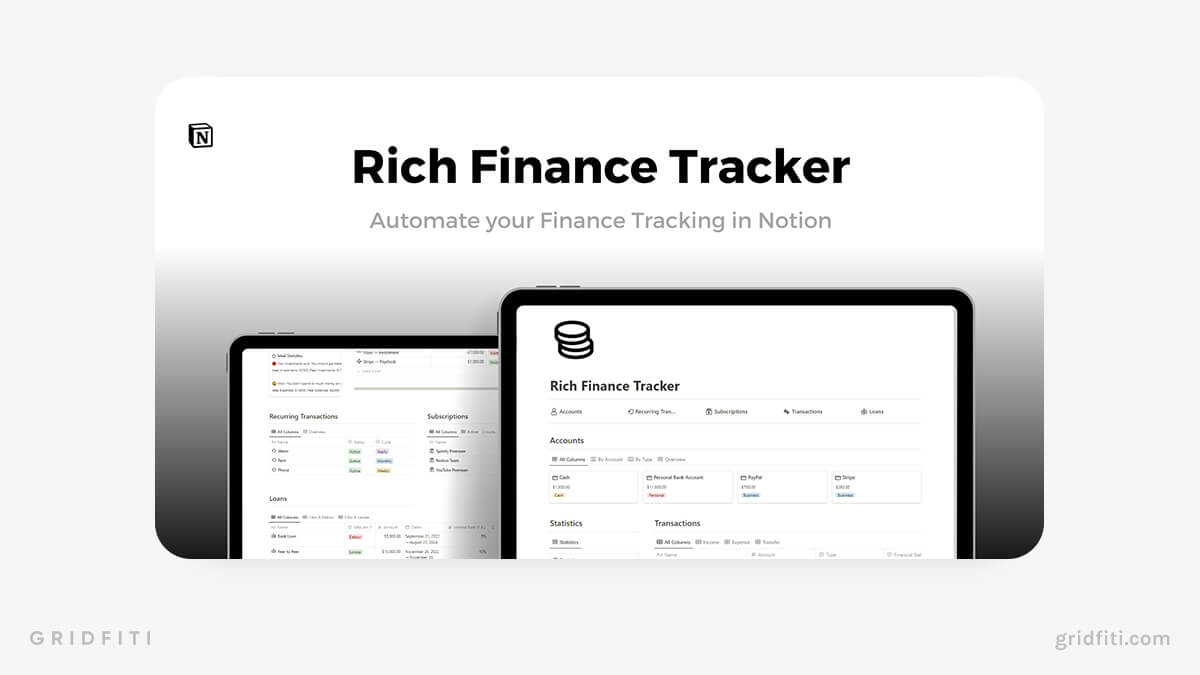 Rich Finance Tracker for Notion