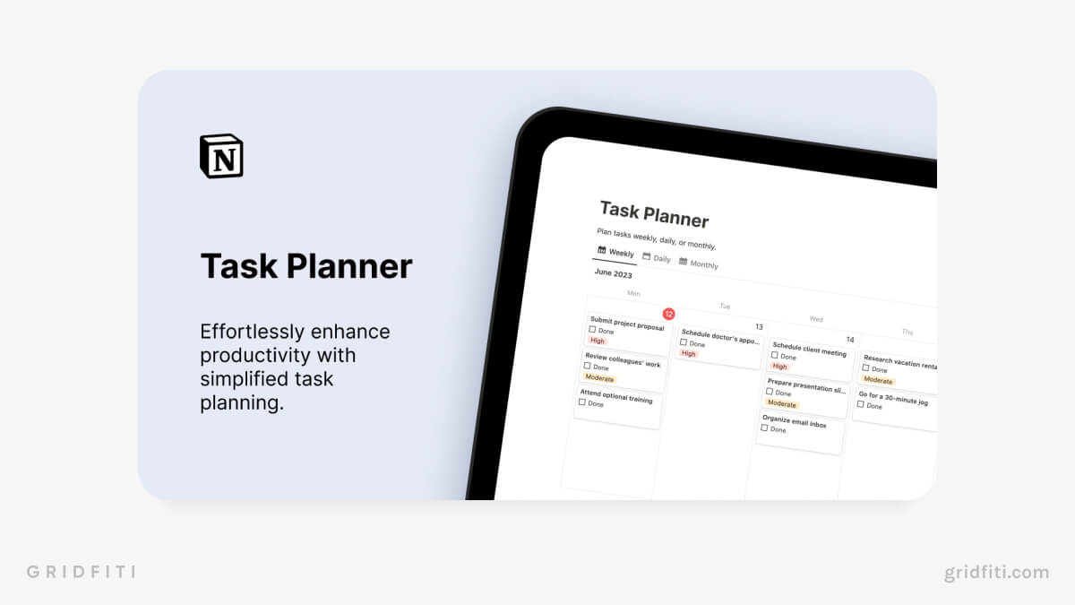 Notion ZenTask Planner