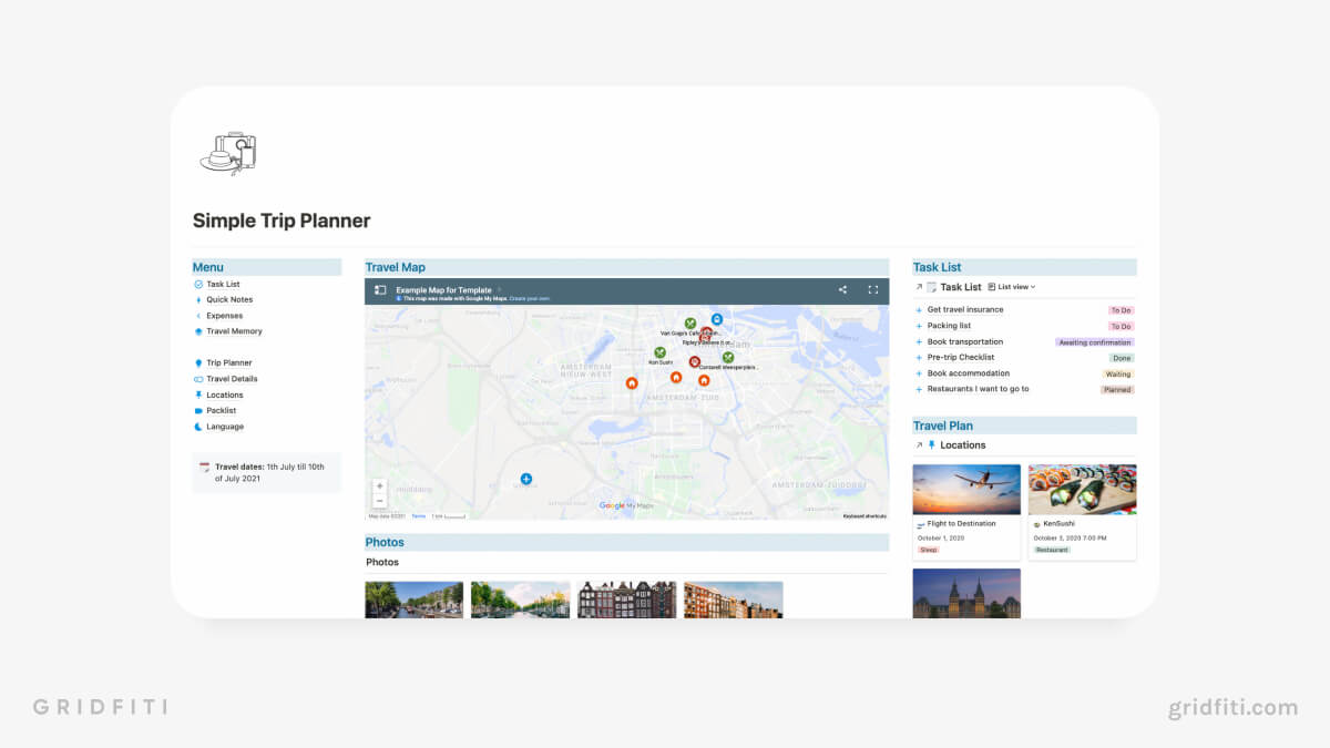 Free Notion Travel Templates