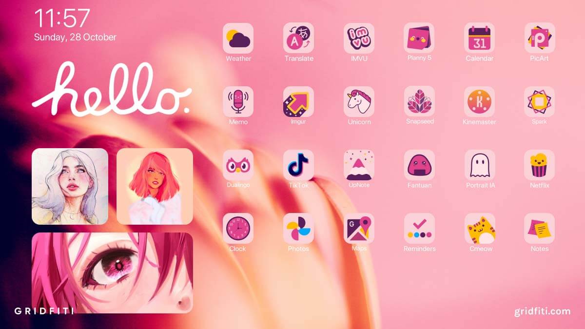 Hand-Drawn Pink & Purple App Icons