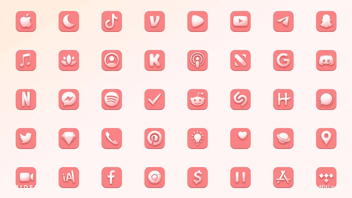 Neumorphic Pink App Icon Pack