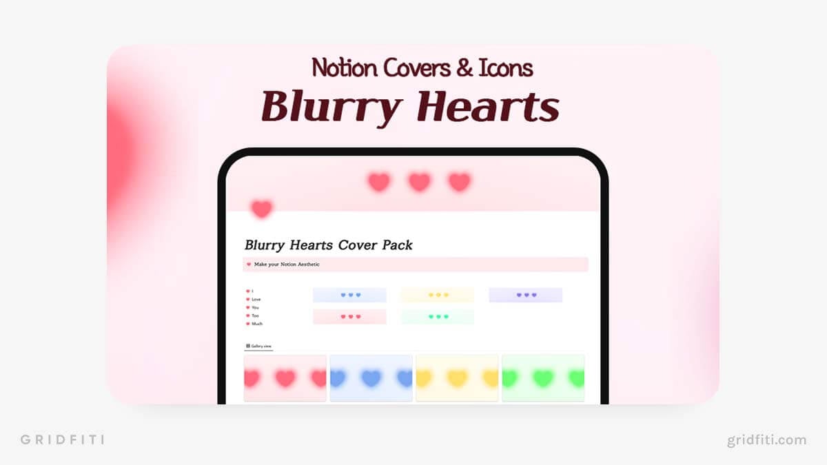 Blurry Hearts Notion Covers