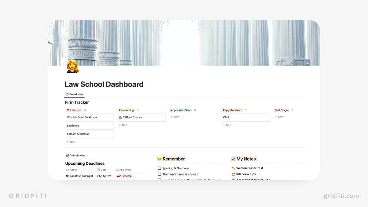 Notion Templates for Law Students