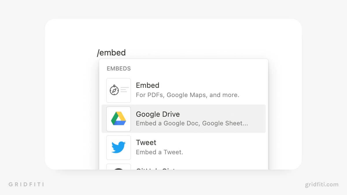 Embed Google Drive with Notion