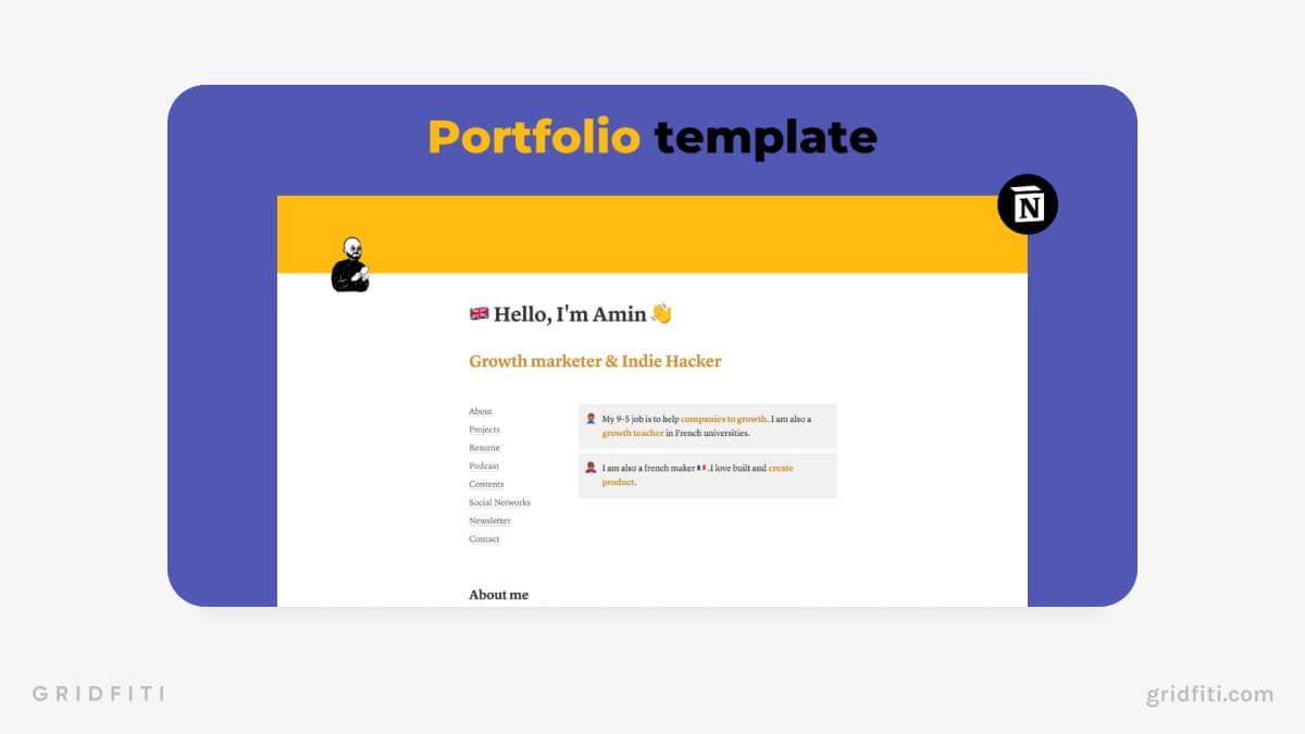 Notion Portfolio Template & Job Applications Tracker