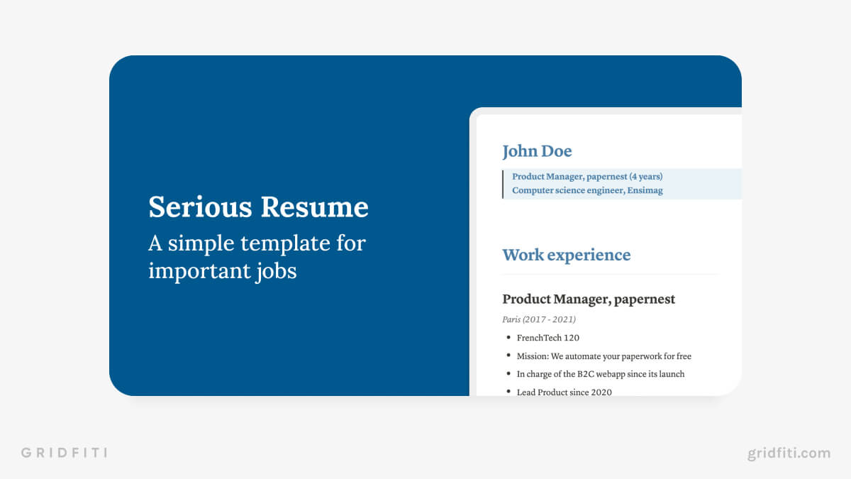 Serious Resume & CV Template for “Important Jobs”