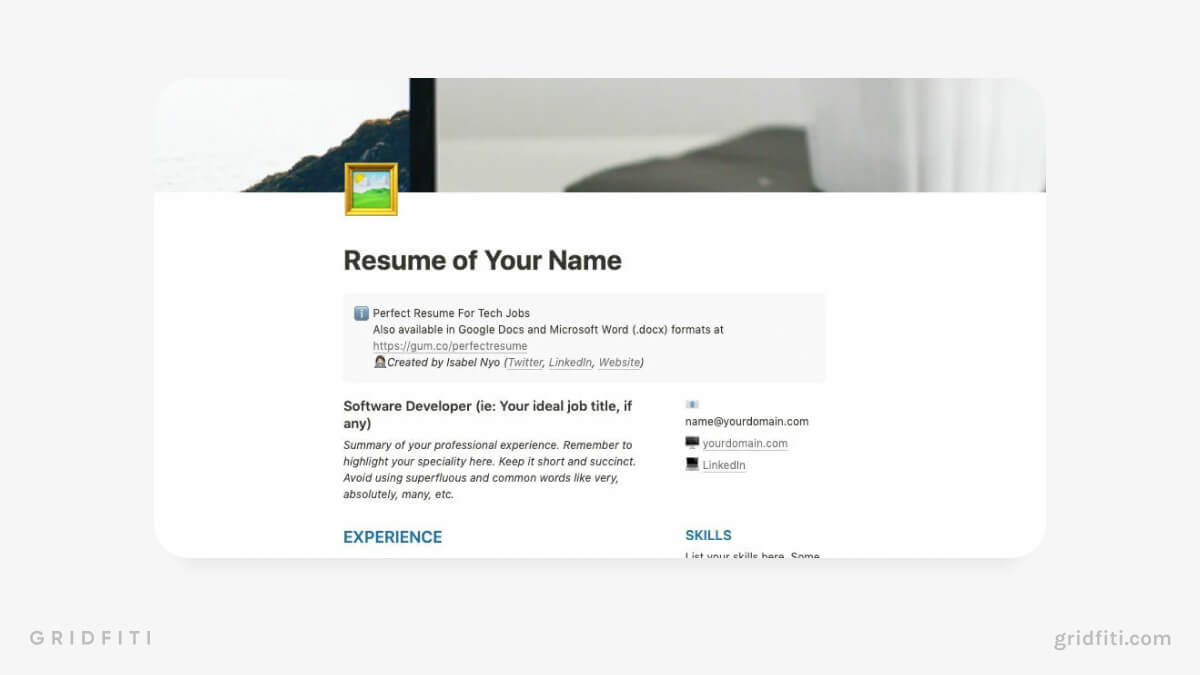 Tech Industry Resume Template for Developers, Designers & More