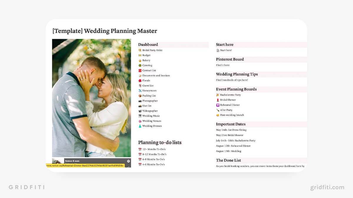 Wedding Planning Master Template for Notion