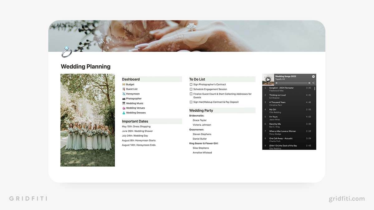 Free Notion Wedding Planning Template