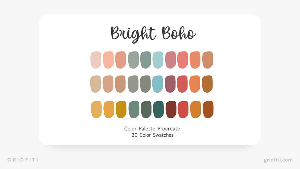 Boho Procreate Color Palettes