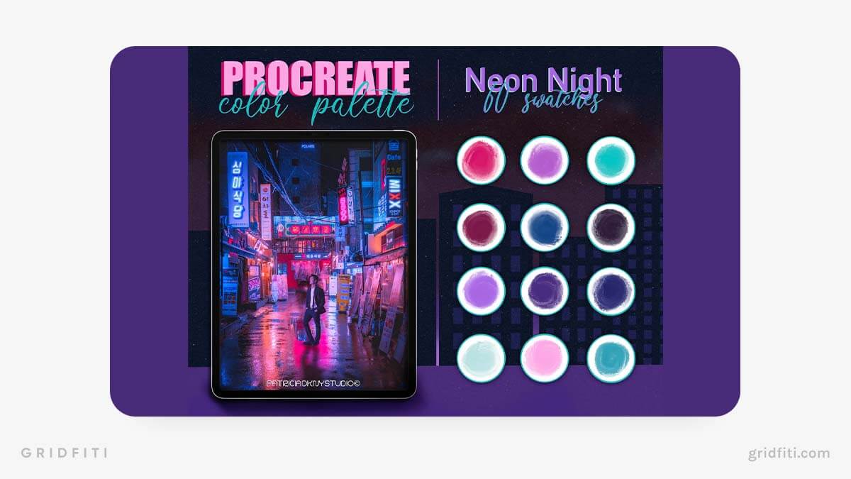 Neon Night Color Palette for Procreate