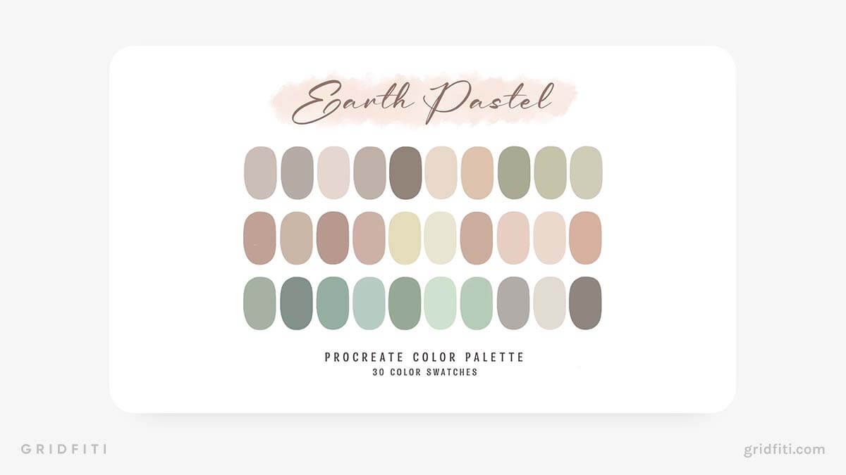 Aesthetic Earth Pastel Procreate Color Palettes