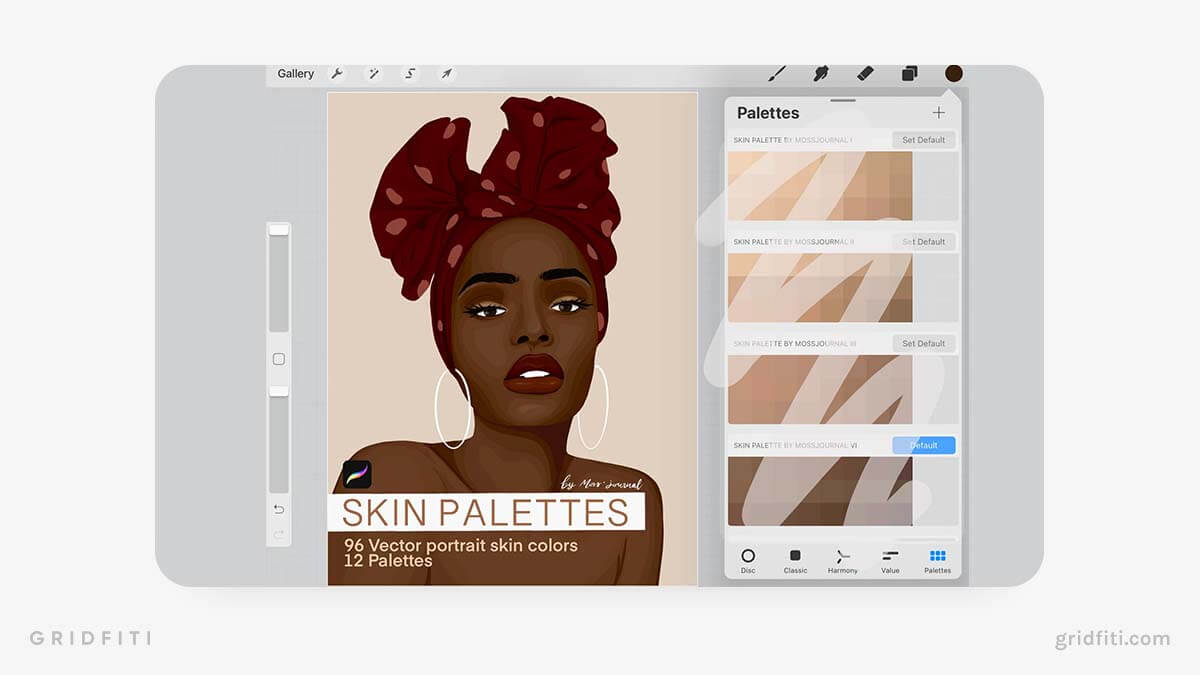Procreate Skin Palettes for Vector Portraits