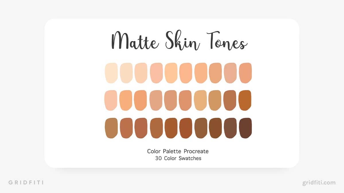 Matte Skin Tone Color Palette for Procreate