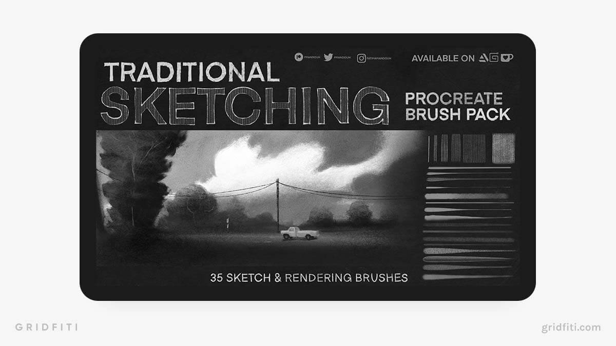 Fatima’s Traditional Sketching Brushes for Procreate
