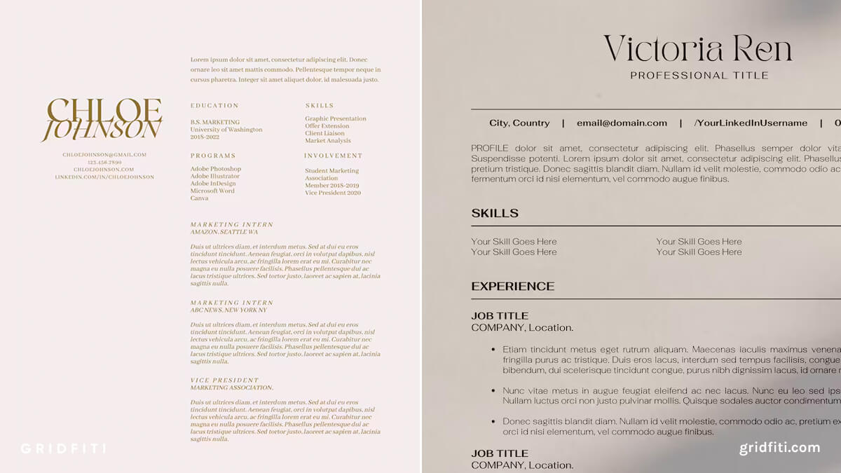 Aesthetic Canva Resume Templates