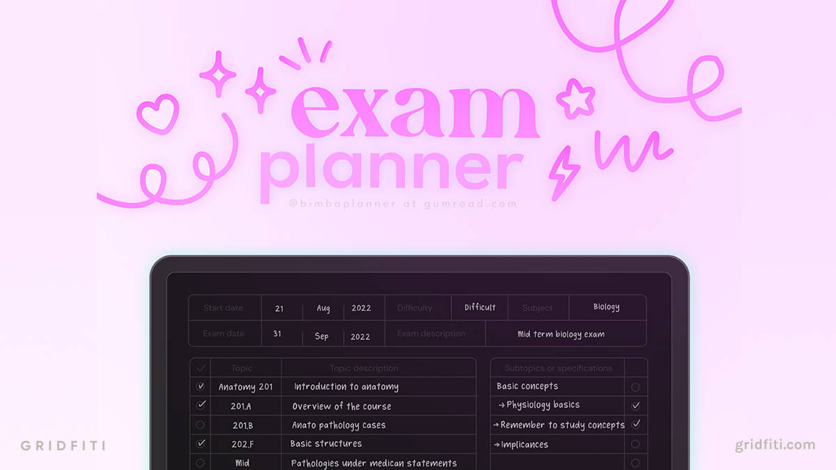 Free GoodNotes Exam Planner Template