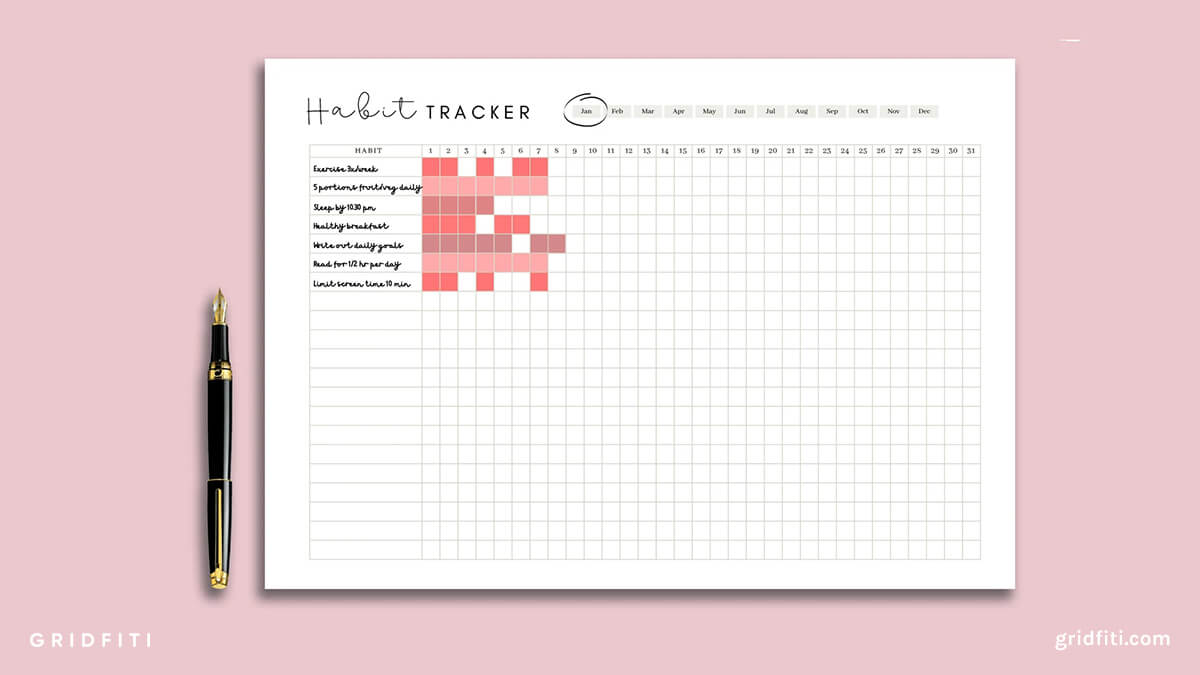 Monthly Habit Tracker GoodNotes Template