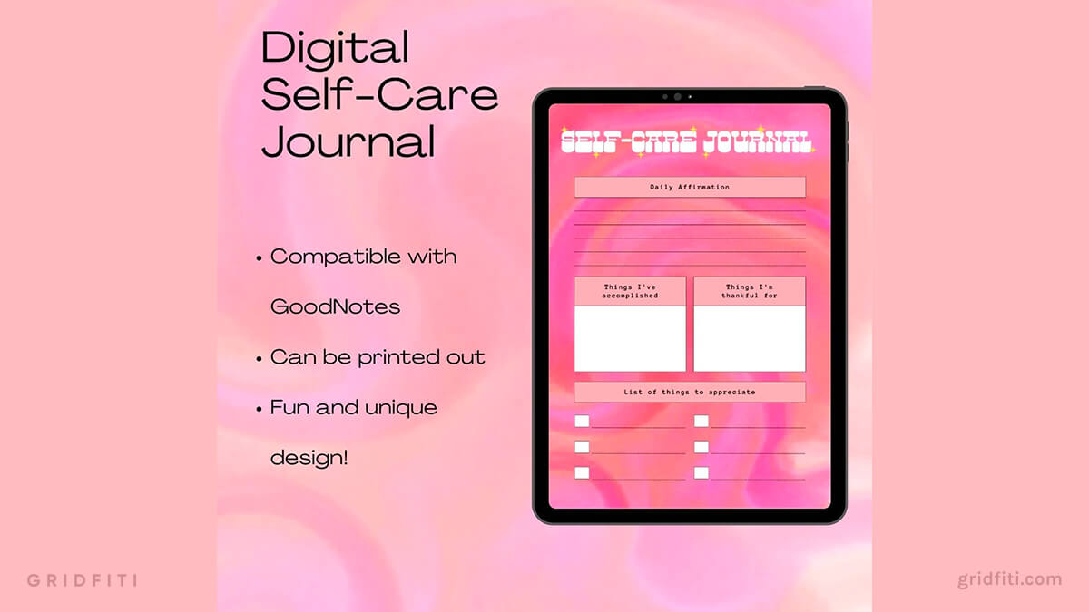 Aesthetic Self-Care Journal Template for GoodNotes
