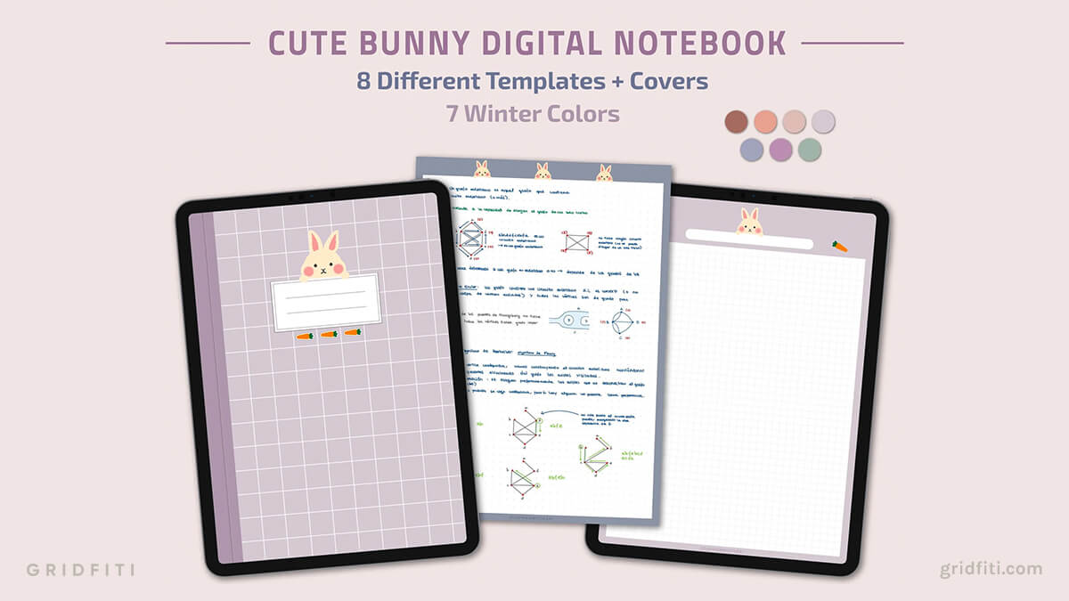Cute Bunny Digital Notebook for GoodNotes