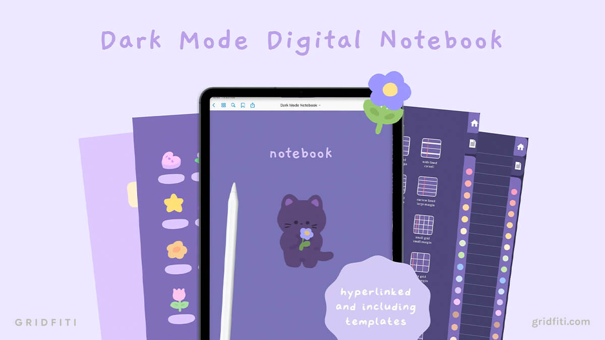 Cute Dark Mode Digital Notebook