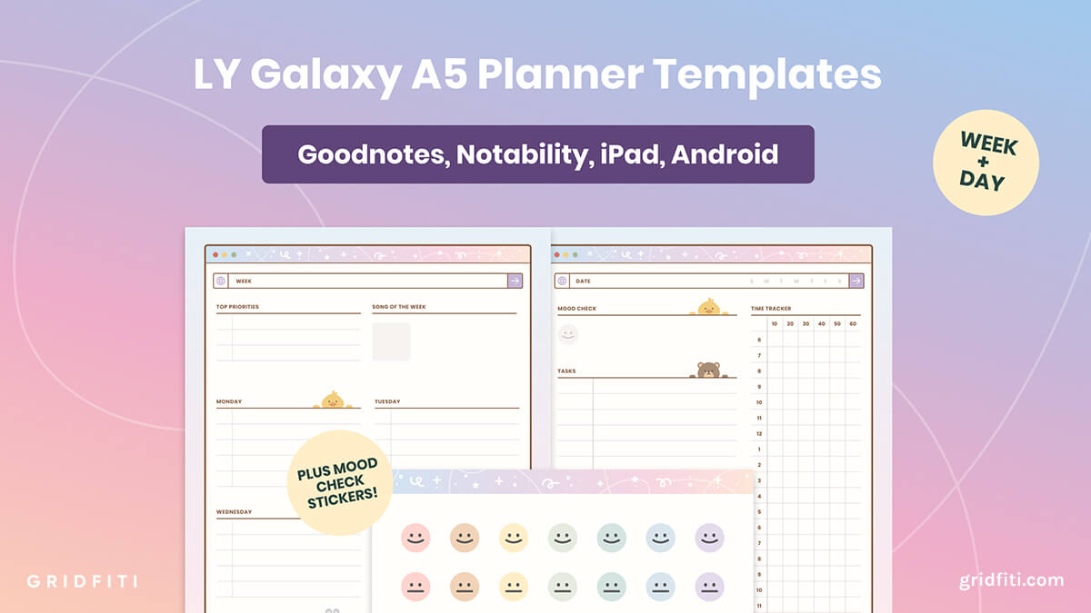 Cute Galaxy GoodNotes Planner Template