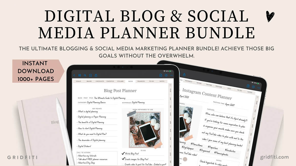 Digital Blog & Social Media Planner for GoodNotes