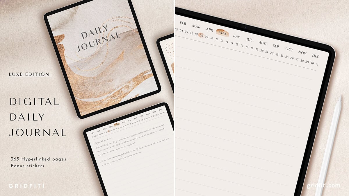 Abstract Neutral Luxe Daily Digital Planner for GoodNotes