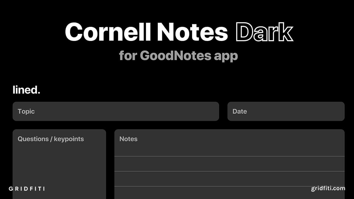 Dark Cornell Notes Template for GoodNotes