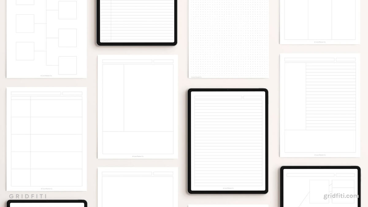 White GoodNotes Note-Taking Templates