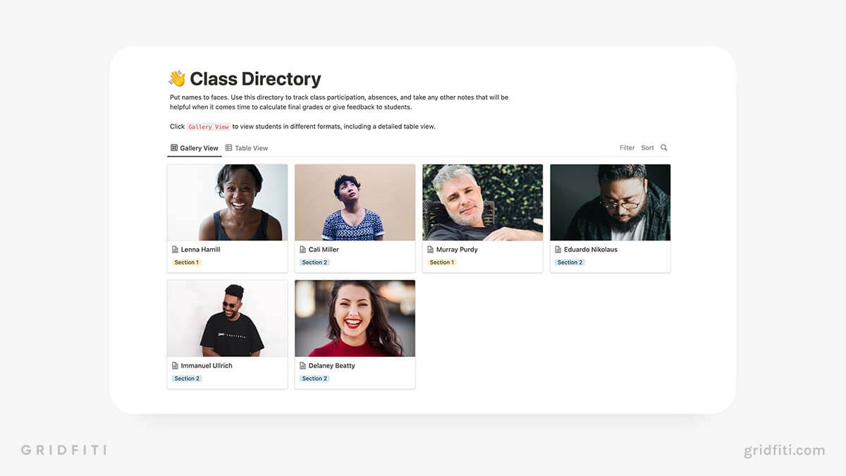 Notion Class Directory Template