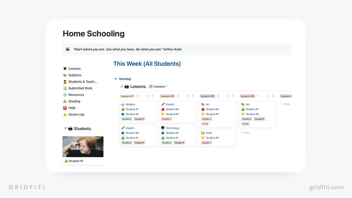 Notion Homeschooling Template