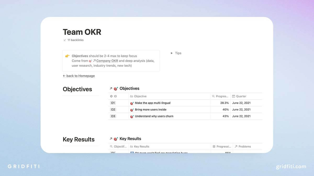 Notion OKR Management Template