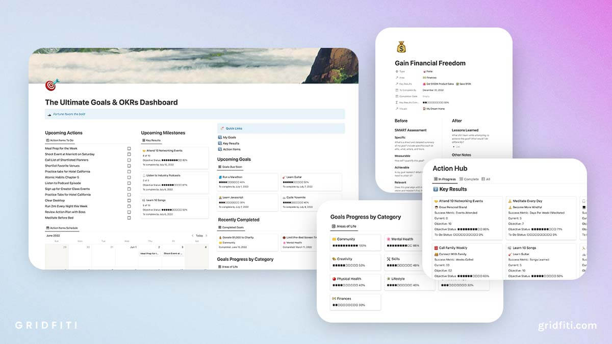 Personal Goals & Notion OKRs Dashboard Template