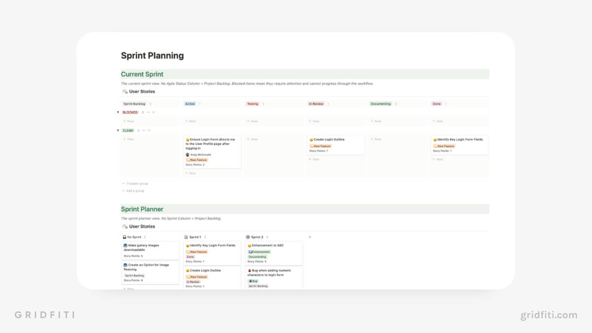 Notion Agile Scrum Product Dashboard Template