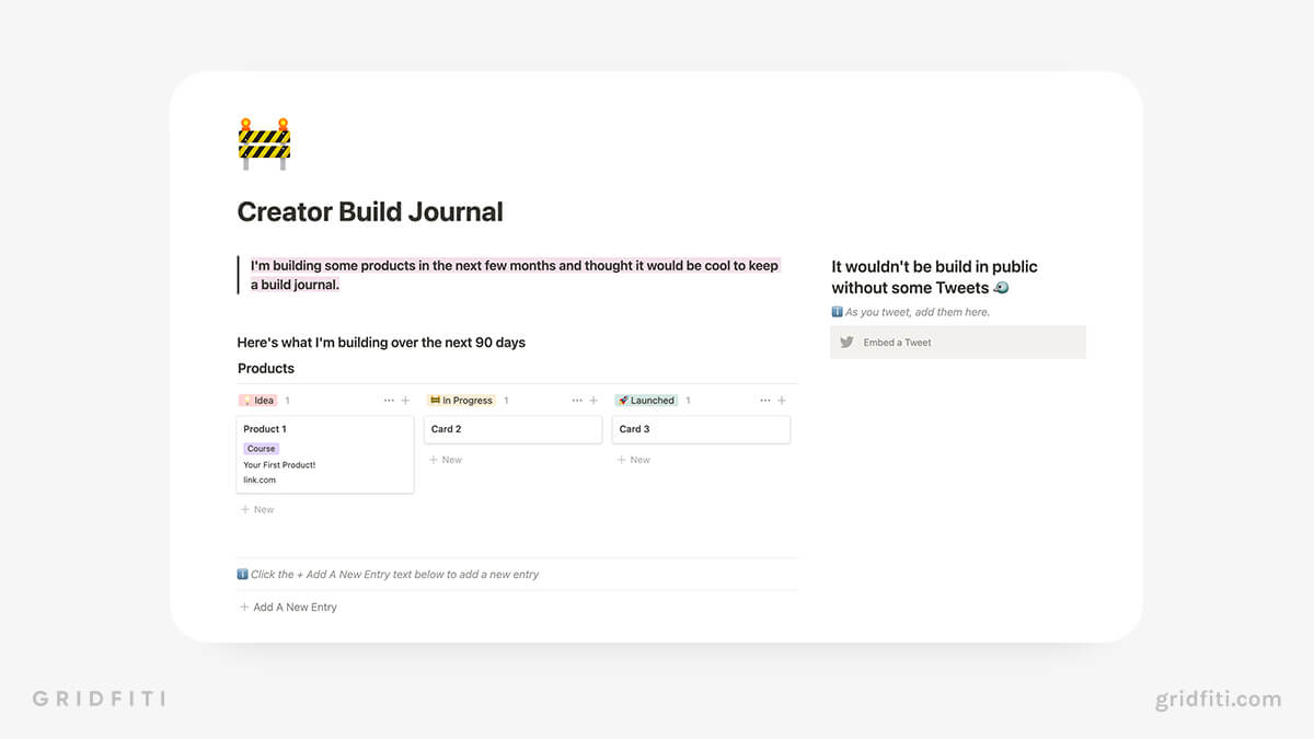 Build in Public Notion Journal