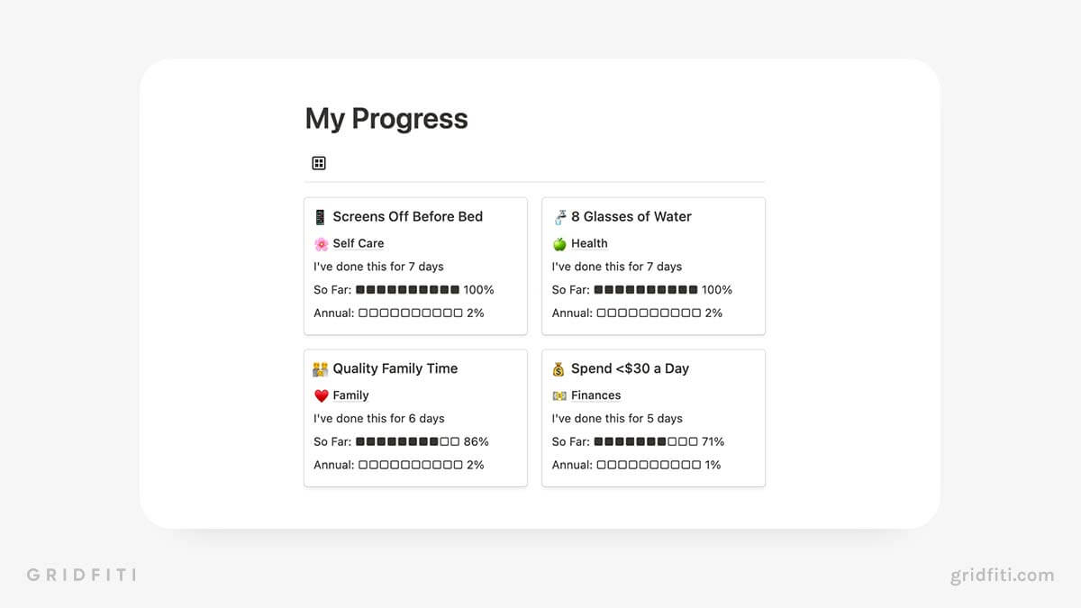 Notion Habit Progress Bar Example