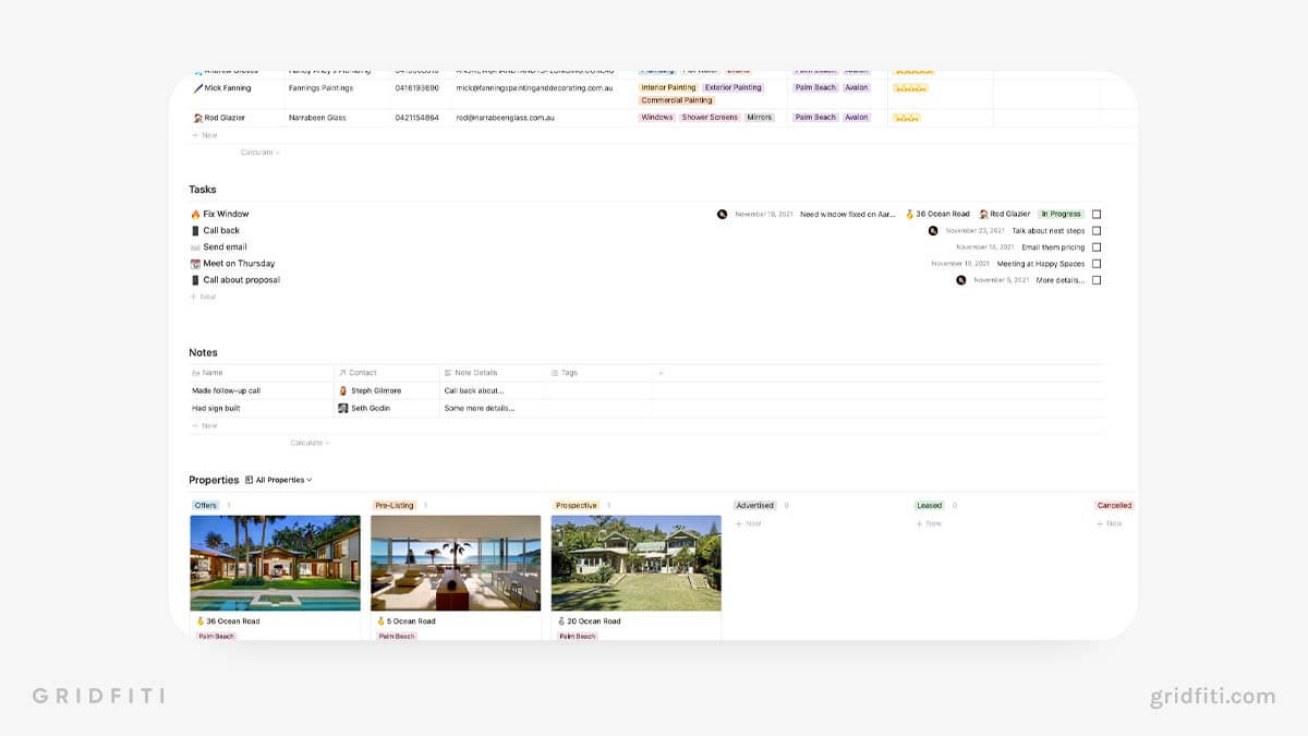 Real Estate Property Management CRM Notion Template
