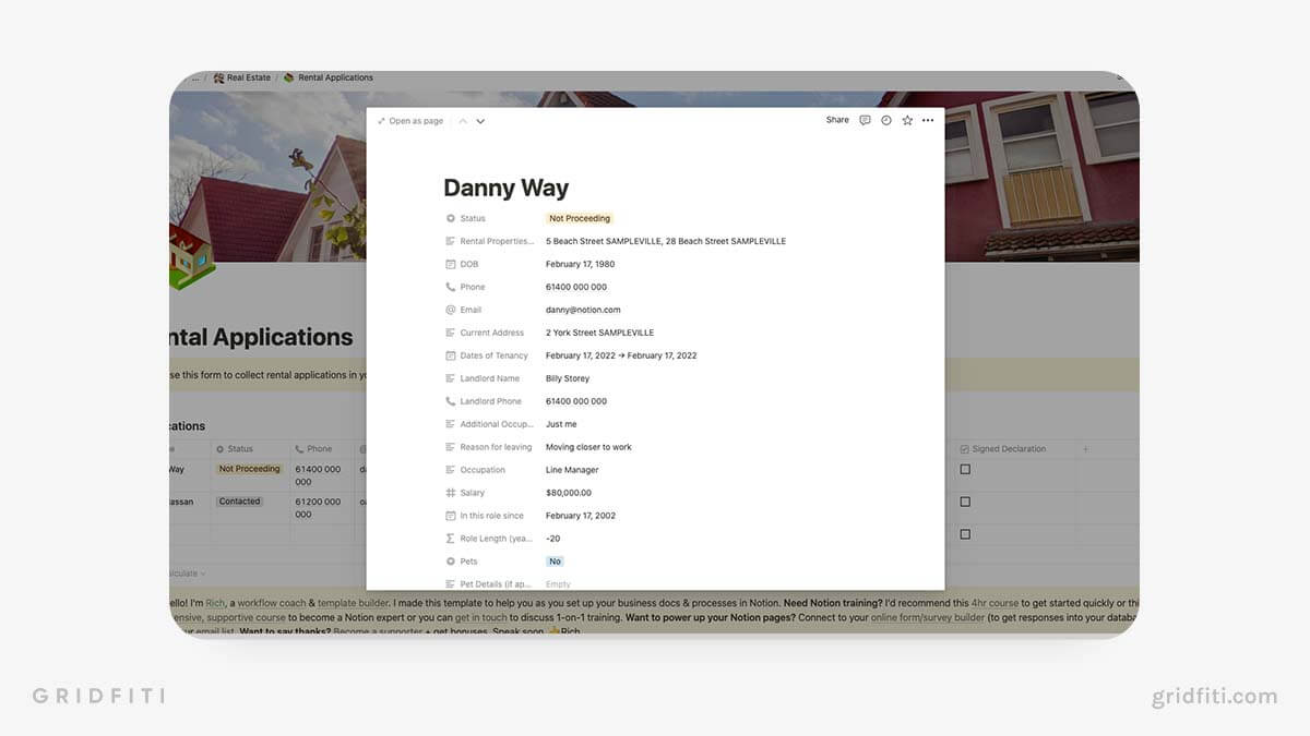 Notion Rental Template