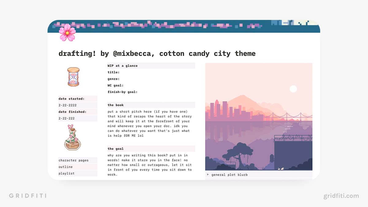 Aesthetic Notion Templates for Writers