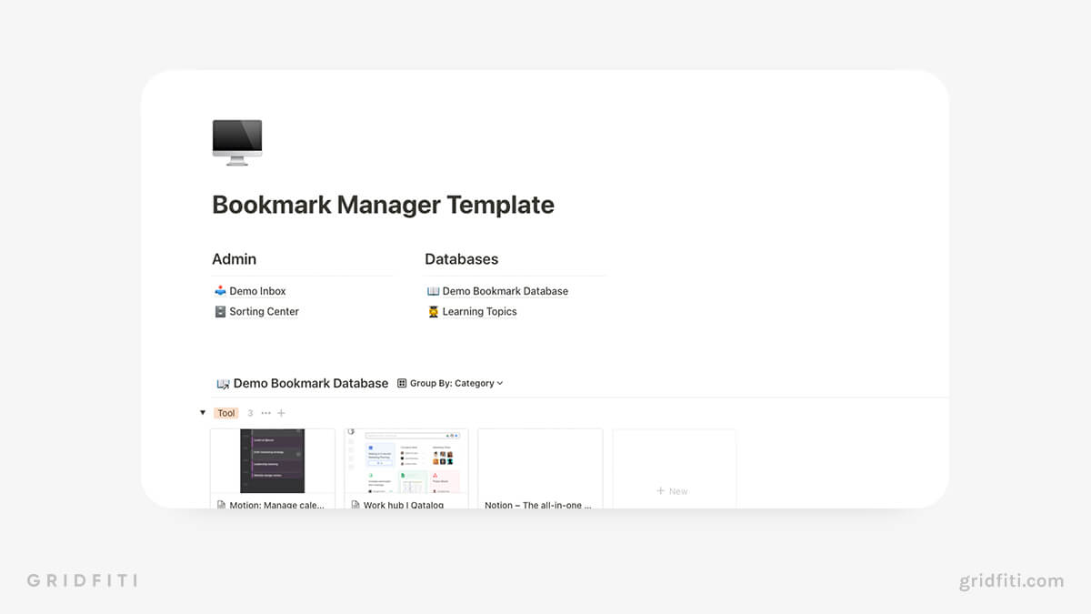 Notion Bookmark Manager Template