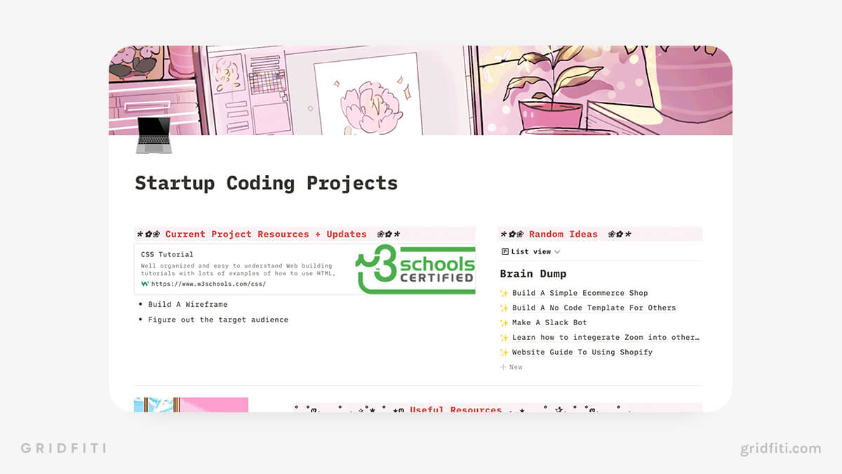 Aesthetic Coding Projects Notion Template