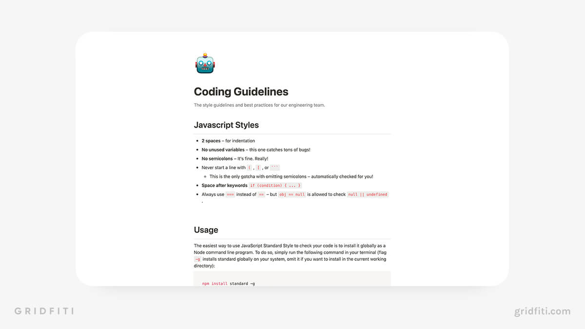 Notion Coding Guidelines Template