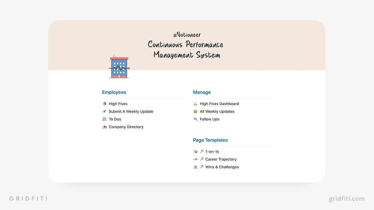 Notion Continuous Performance Management System Template