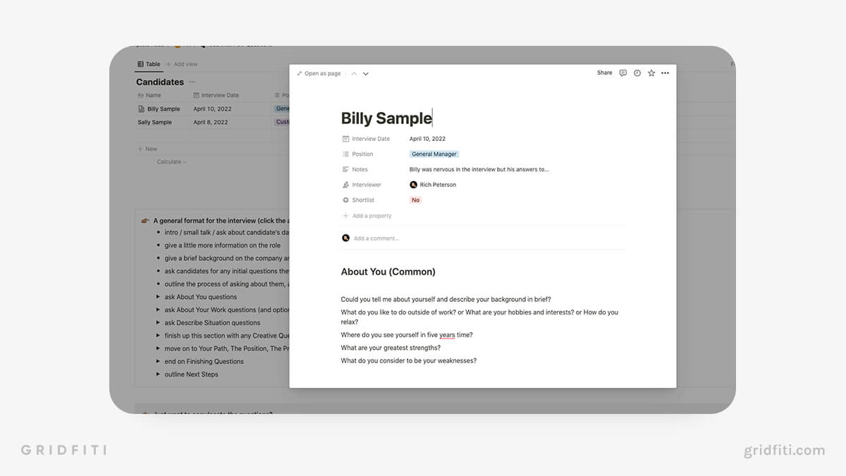 Notion Job Interview Database Template