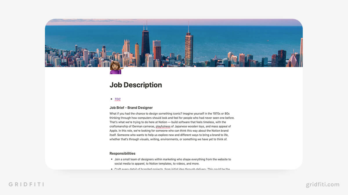 Notion Job Description Template