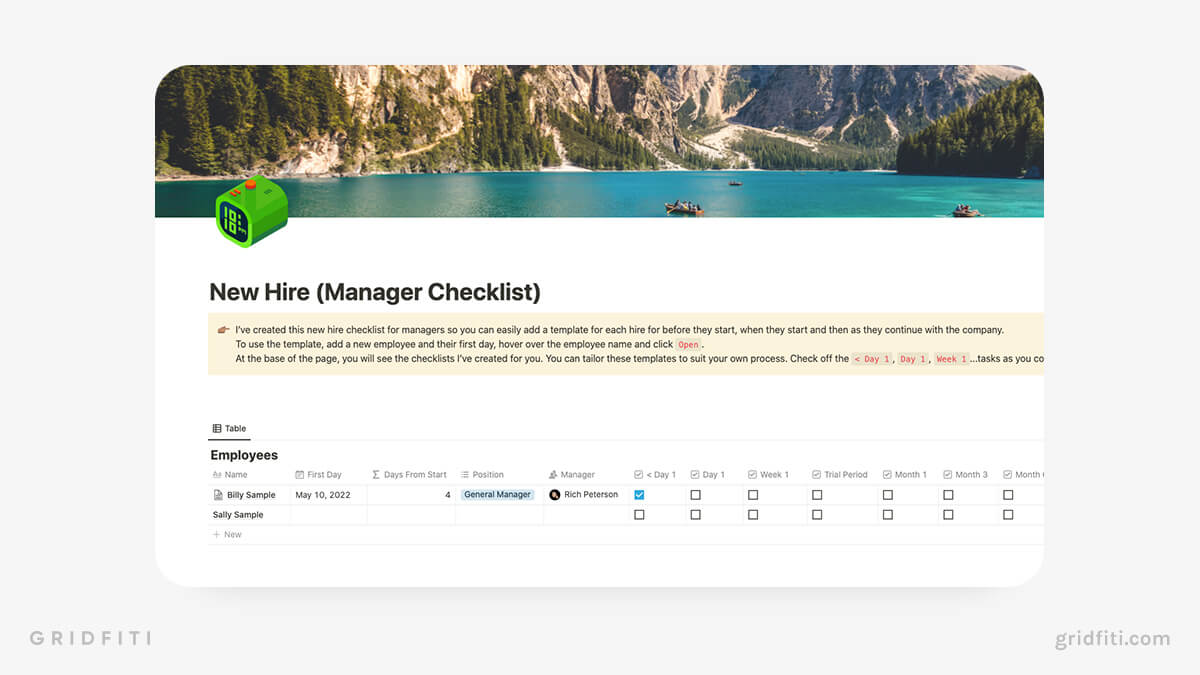 Notion New Hire & Manager Checklist Template