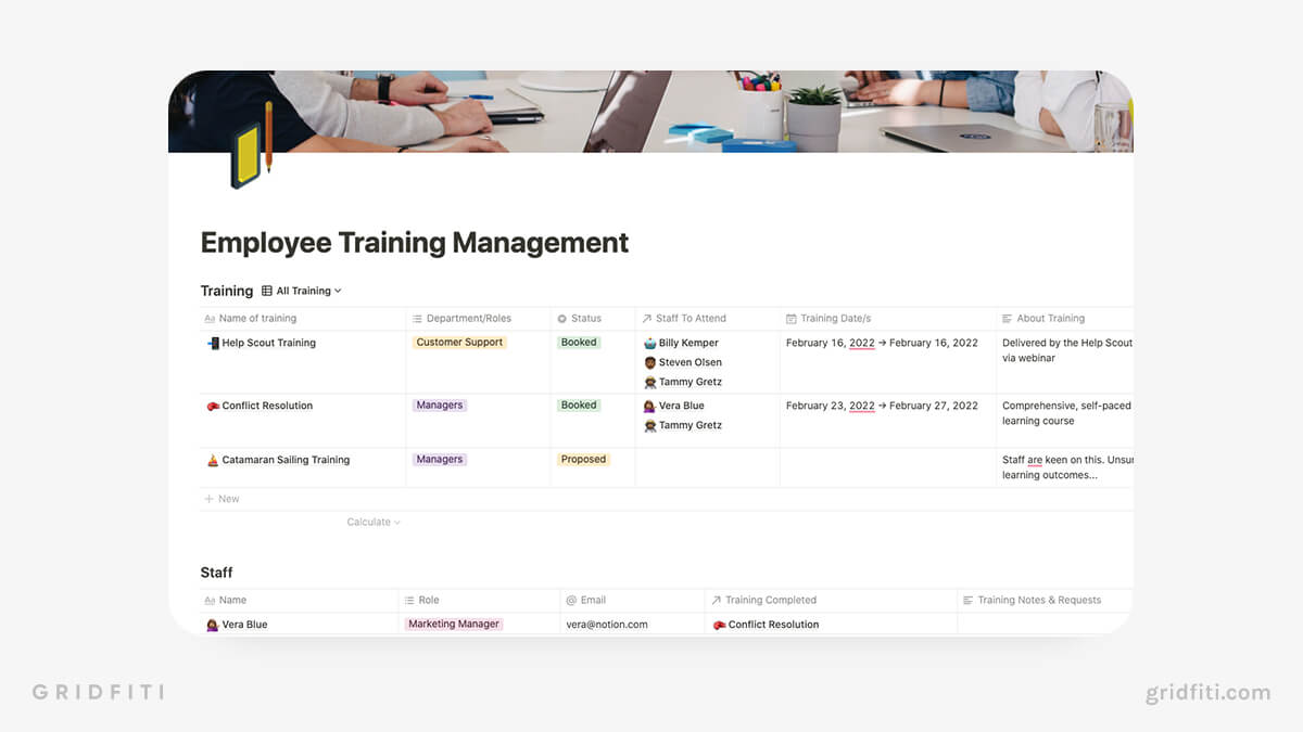 Notion Employee Training Management Template