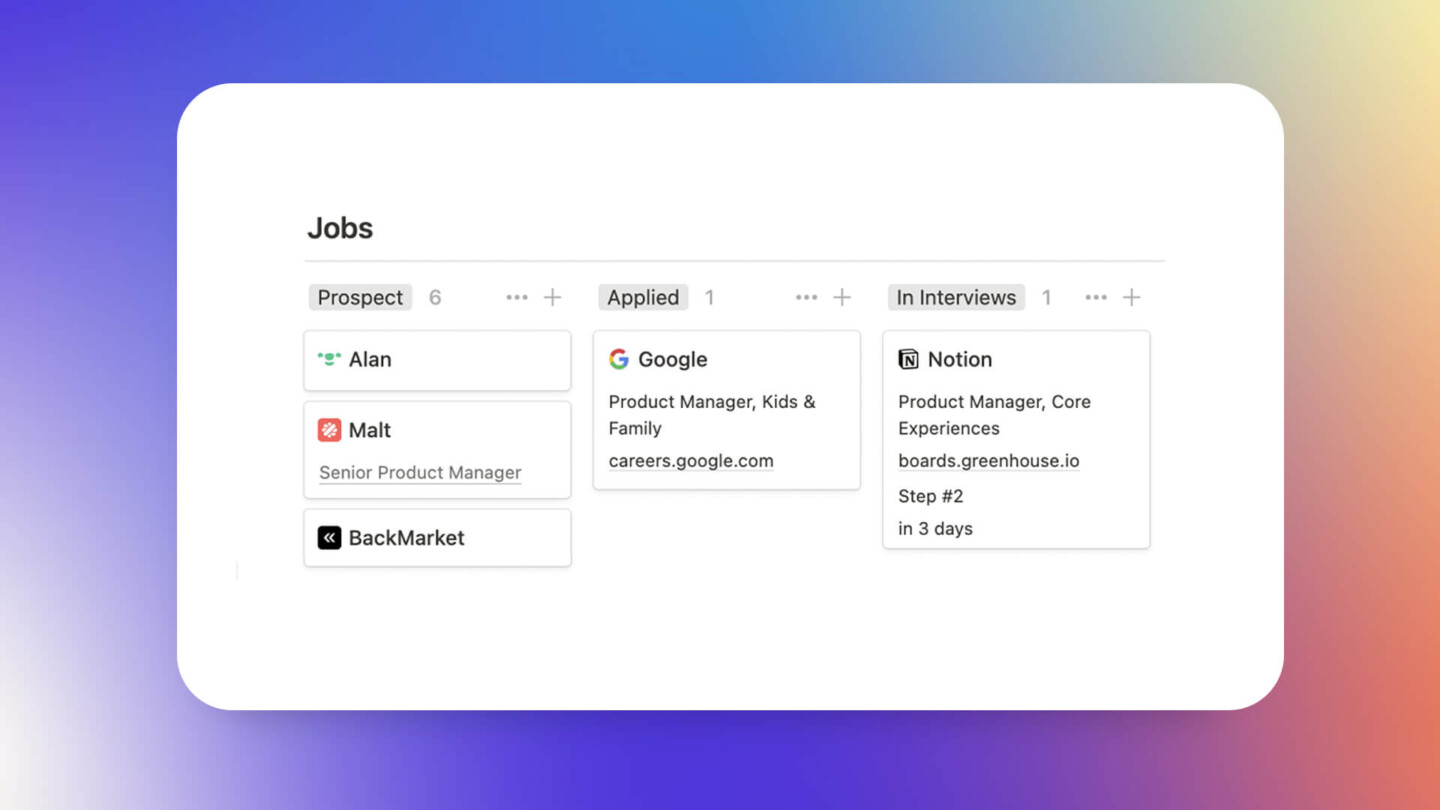 Notion Job Application Templates & Job Search Dashboards